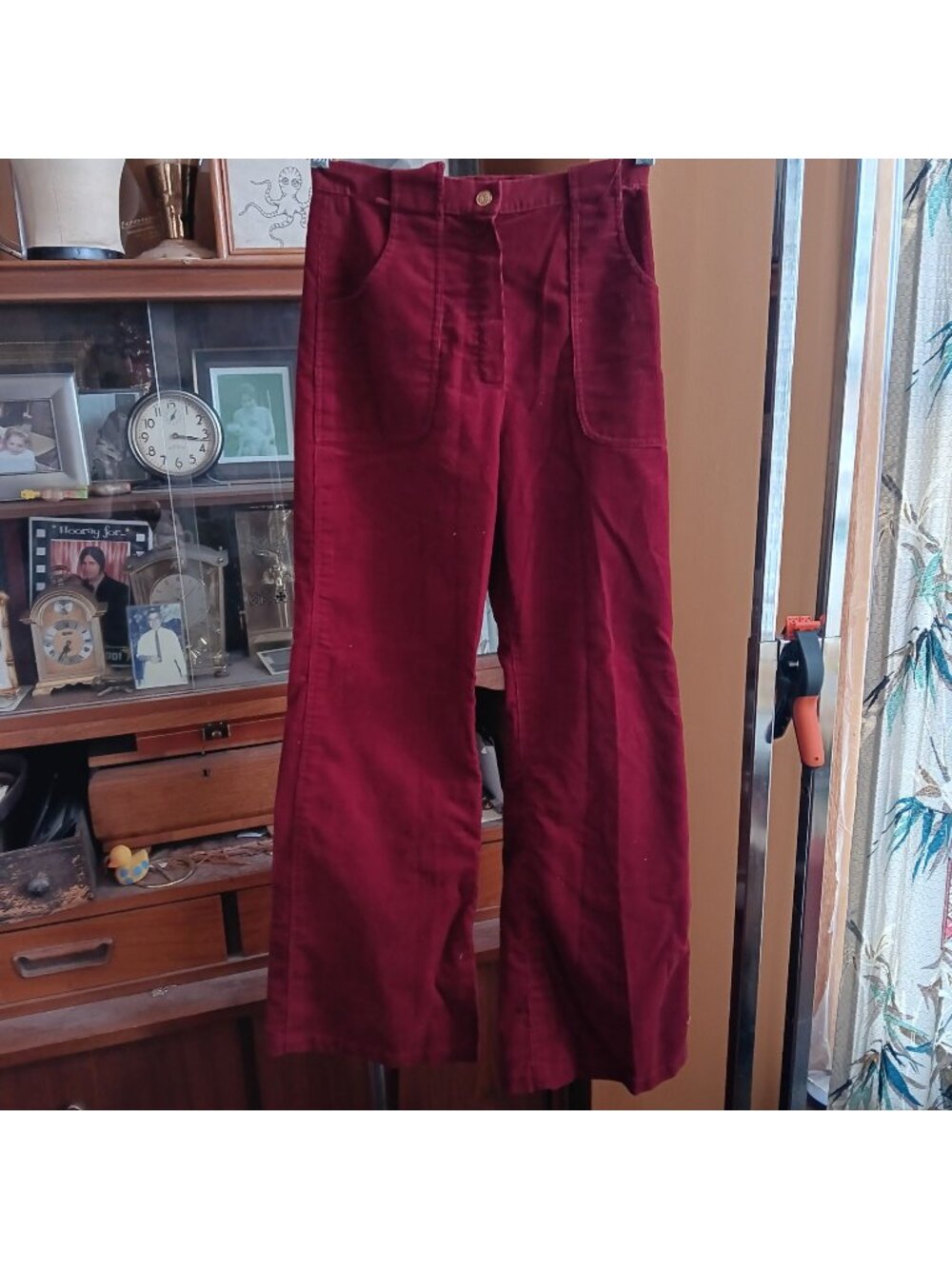 1970's Groovy Hippy Jeans Womes 24x28 Corduroy Vintage Women's Bellbottom Wine